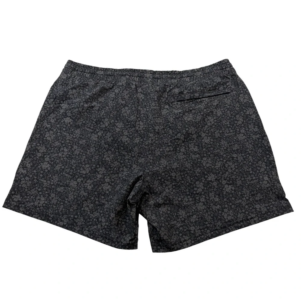 Quince Italian Mens Charcoal Grey Floral Swim Trunks Mesh Liner 5.5 in Inseam L